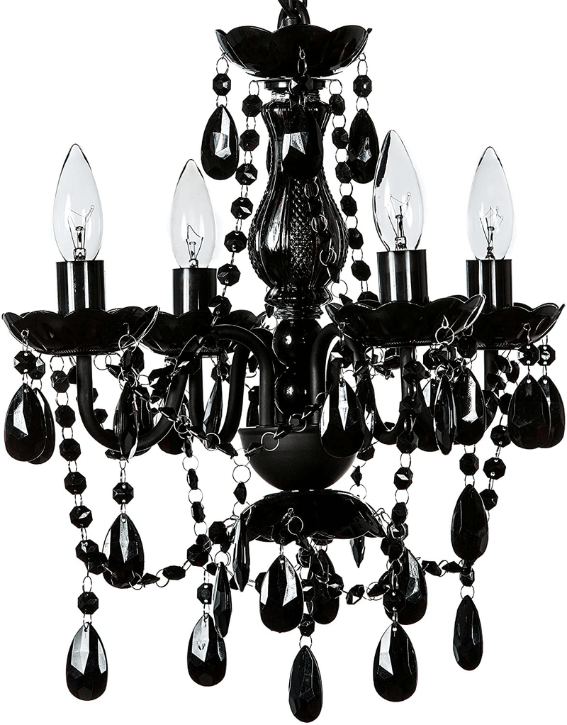 4 Light Crystal White Hardwire Flush Mount Chandelier H17.5”xW15”, White Metal Frame with Clear Glass Stem and Clear Acrylic Crystals & Beads That Sparkle Just Like Glass Arts & Entertainment > Party & Celebration > Party Supplies Gypsy Color Black 4 Light Hardwire 
