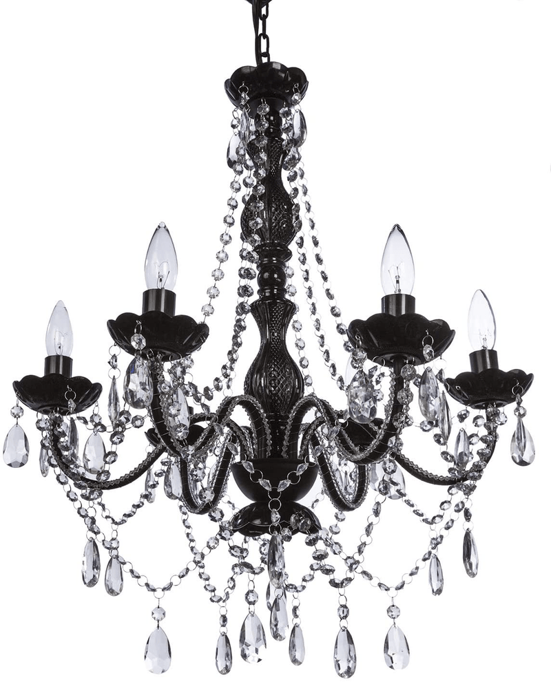 4 Light Crystal White Hardwire Flush Mount Chandelier H17.5”xW15”, White Metal Frame with Clear Glass Stem and Clear Acrylic Crystals & Beads That Sparkle Just Like Glass Arts & Entertainment > Party & Celebration > Party Supplies Gypsy Color Crystal Black 6 Light Hardwire 