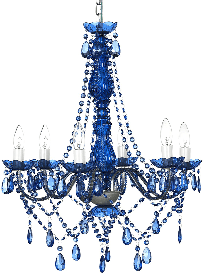 4 Light Crystal White Hardwire Flush Mount Chandelier H17.5”xW15”, White Metal Frame with Clear Glass Stem and Clear Acrylic Crystals & Beads That Sparkle Just Like Glass Arts & Entertainment > Party & Celebration > Party Supplies Gypsy Color Cobalt Blue 6 Light Hardwire 