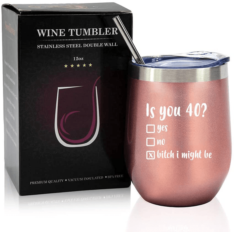 40th Birthday Gifts For Women - 1981 40th Birthday Decorations For Women - Gifts For Women Turning 40 - 40 Year Old Birthday Gifts For Mom, Wife, Sisters - Wine Tumbler Home & Garden > Decor > Seasonal & Holiday Decorations& Garden > Decor > Seasonal & Holiday Decorations NewEleven   
