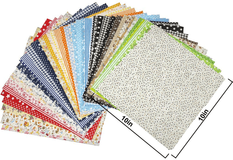 50 Pcs 10" x 10" Craft Fabric Bundle Squares Patchwork Fabric Sets Cotton Material Quilting Fabric for DIY Arts & Entertainment > Hobbies & Creative Arts > Arts & Crafts > Art & Crafting Materials > Textiles > Fabric Gooswexmzl   