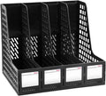 Leven Vertical Desk Organizer, Magazine File Holder with 3 Large Compartments, Desktop Accessories for Home and Office Storage Home & Garden > Household Supplies > Storage & Organization Leven Black BASIC - 4 COMPARTMENTS 