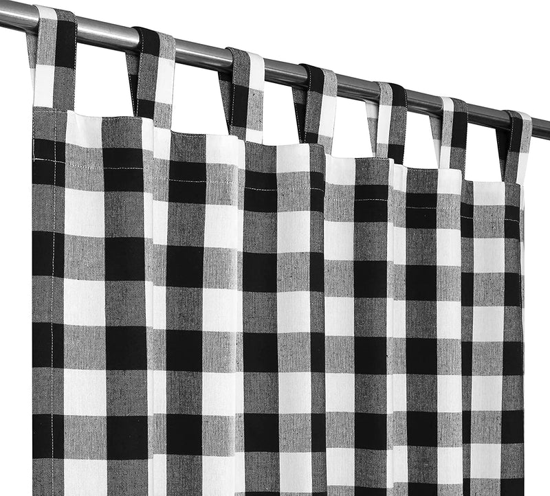 Farmhouse Curtain in Gingham Plaid Check Fabric 50X84 Black & White,Cotton Curtains, 2 Panels Curtain,Tab Top Curtains, Room Darkening Drapes, Curtains for Bedroom, Curtains for Living Room, Set of 2 Home & Garden > Decor > Window Treatments > Curtains & Drapes Bedding Craft Black/White 50x72 Loop Panel 