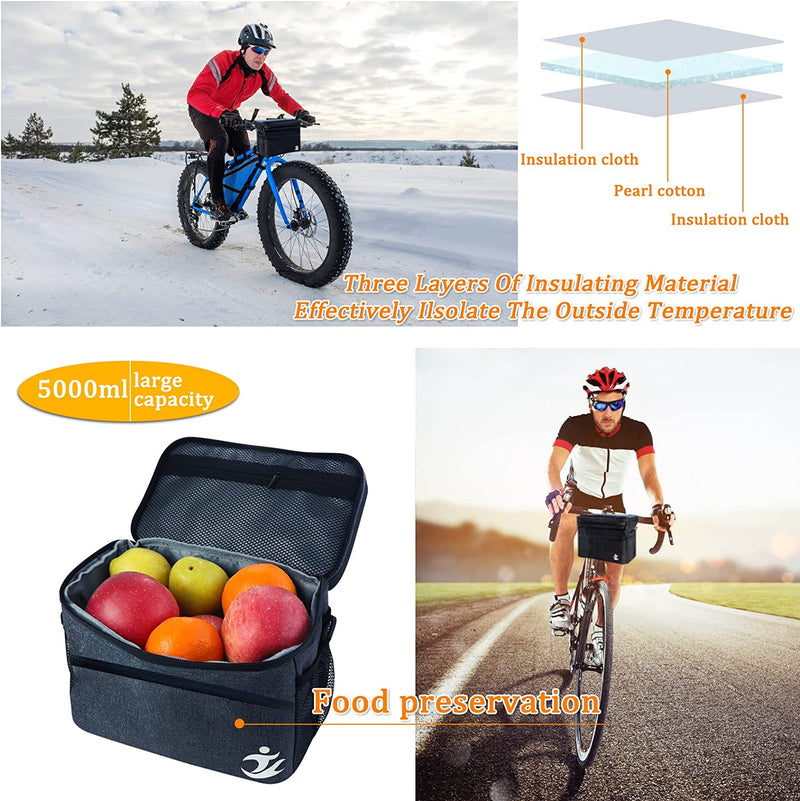 Meimesu Bike Handlebar Bag,Bicycle Basket with Bike Phone Mount for Cycling Outdoor Bicycle,Insulated Lunch Bag with Adjustable Shoulder Strap for Women Men,Christmas Gift Sporting Goods > Outdoor Recreation > Cycling > Bicycles MeiMeSu   