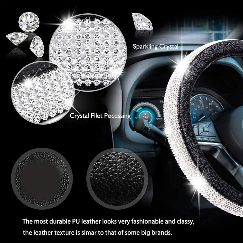 HAOKAY Bling Car Accessories Set for Women and Girls, Universal Diamond Steering Wheel Cover, Bling License Plate Frame , Bling Car USB Charge, Car Bling Ring Emblem ,Bling Car Decor Set Sporting Goods > Outdoor Recreation > Winter Sports & Activities HAOKAY   