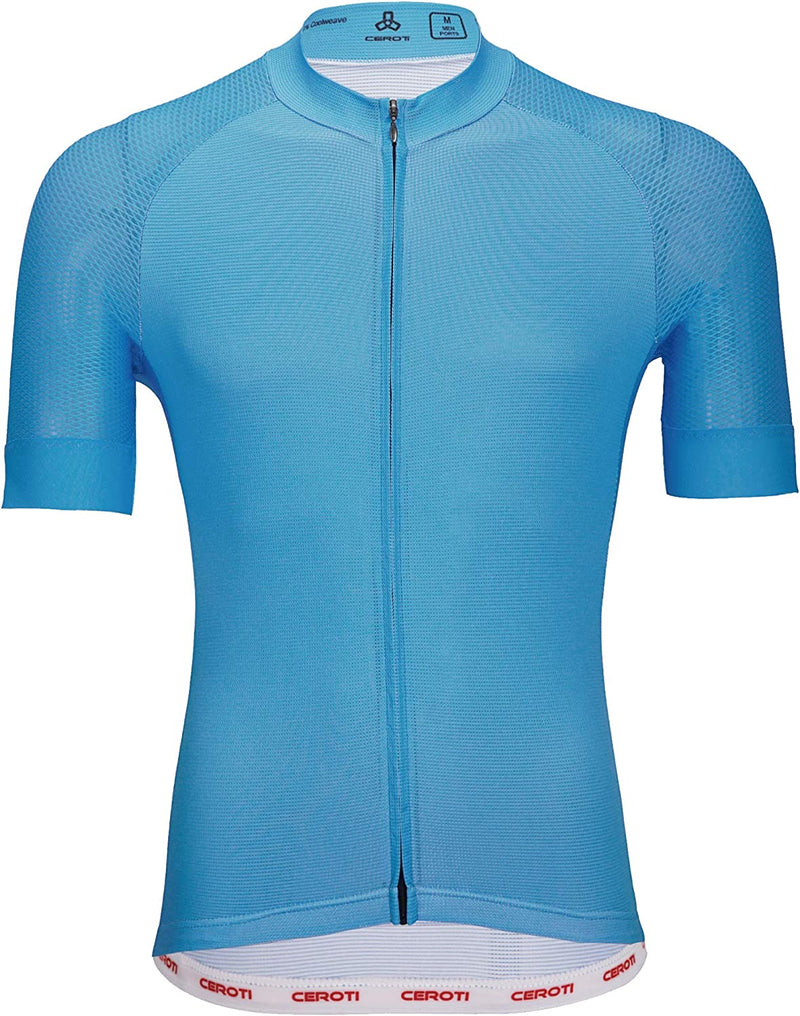 CEROTIPOLAR Snug Fit Men Aircool Cycling Jersey Bike Shirts UPF50+,PRO Dry Fit Light Weight Fabric Sporting Goods > Outdoor Recreation > Cycling > Cycling Apparel & Accessories CEROTIPOLAR Elite Snug Fit/Ace Racing Level/Blue 3X-Large 
