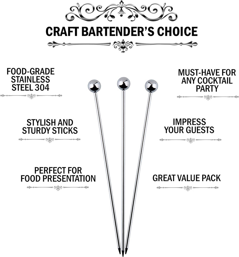 Cocktail Picks Martini Stirrers Toothpicks – (24 Pack / 4 & 8 Inch) Reusable Cocktail Picks - Stainless Steel Metal Drink Skewers Sticks for Martini Olives Appetizers Bloody Mary Brandied Home & Garden > Kitchen & Dining > Barware Duido   