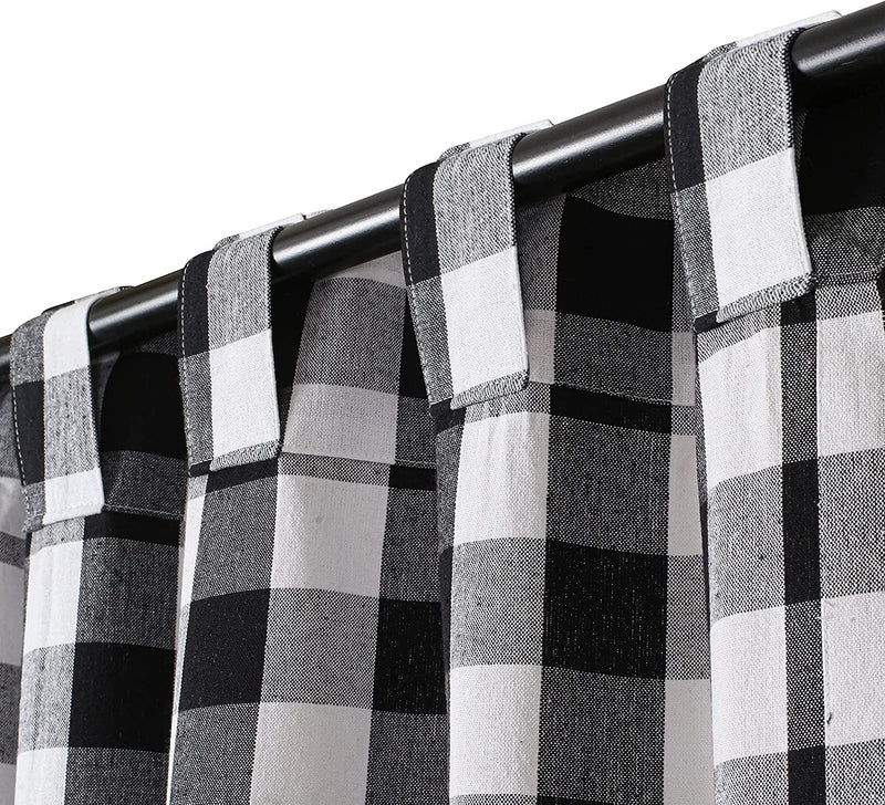 Farmhouse Curtain in Gingham Plaid Check Fabric 50X84 Black & White,Cotton Curtains, 2 Panels Curtain,Tab Top Curtains, Room Darkening Drapes, Curtains for Bedroom, Curtains for Living Room, Set of 2 Home & Garden > Decor > Window Treatments > Curtains & Drapes Bedding Craft   