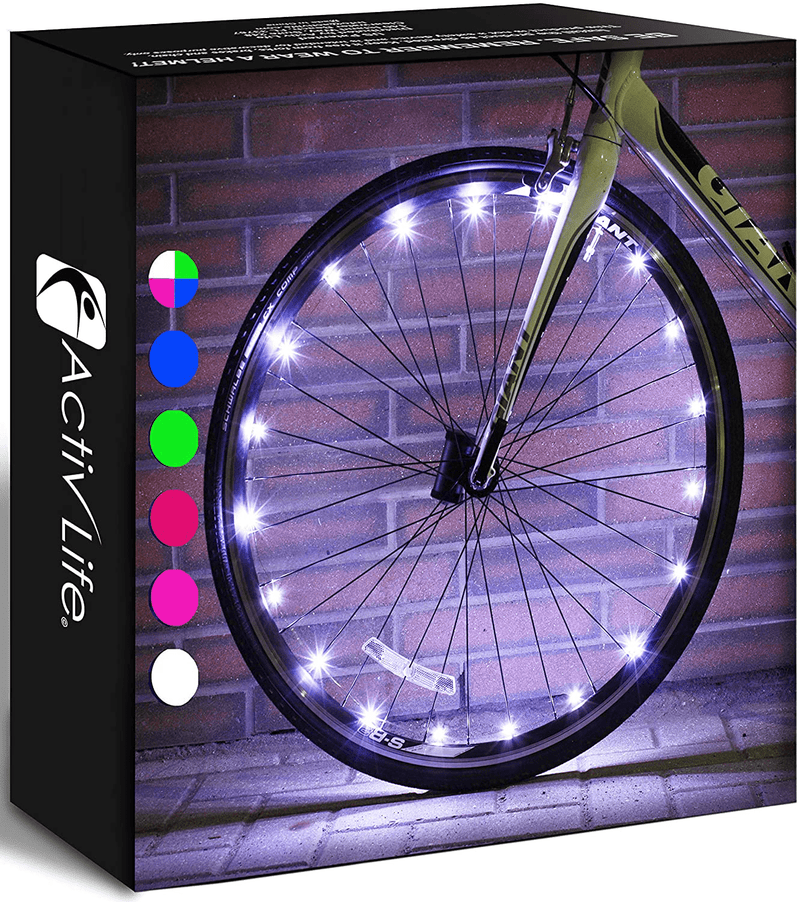 Activ Life LED Bicycle Wheel Lights (2 Tires, Multicolor) Best for Kids, Top Stocking Stuffers of 2021 Popular Gifts for Children Exercise Toys - Child Bday Party Outdoor Family Fun Sporting Goods > Outdoor Recreation > Cycling > Bicycle Parts Activ Life White 2 Wheels 