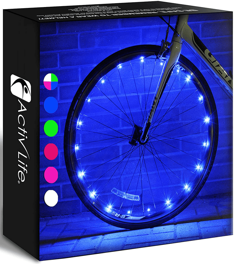 Activ Life LED Bicycle Wheel Lights (2 Tires, Multicolor) Best for Kids, Top Stocking Stuffers of 2021 Popular Gifts for Children Exercise Toys - Child Bday Party Outdoor Family Fun Sporting Goods > Outdoor Recreation > Cycling > Bicycle Parts Activ Life Blue 2 Wheels 