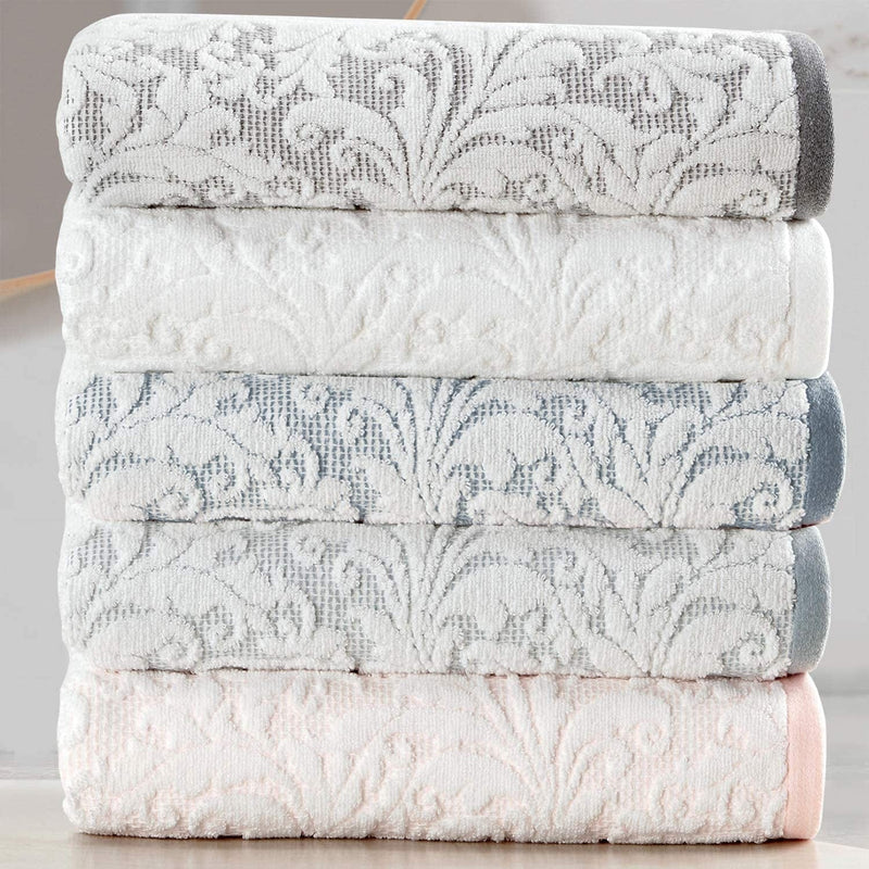 Alfred Sung Home Cotton Decorative Towel Set, 6 Piece Jacquard Set Includes 2 Bath Towels, 2 Hand Towels, 2 Washcloths, Absorbent, Quick Dry, Soft, Patterned Bathroom Towels (Blue/White) Home & Garden > Linens & Bedding > Towels ALFRED SUNG HOME   