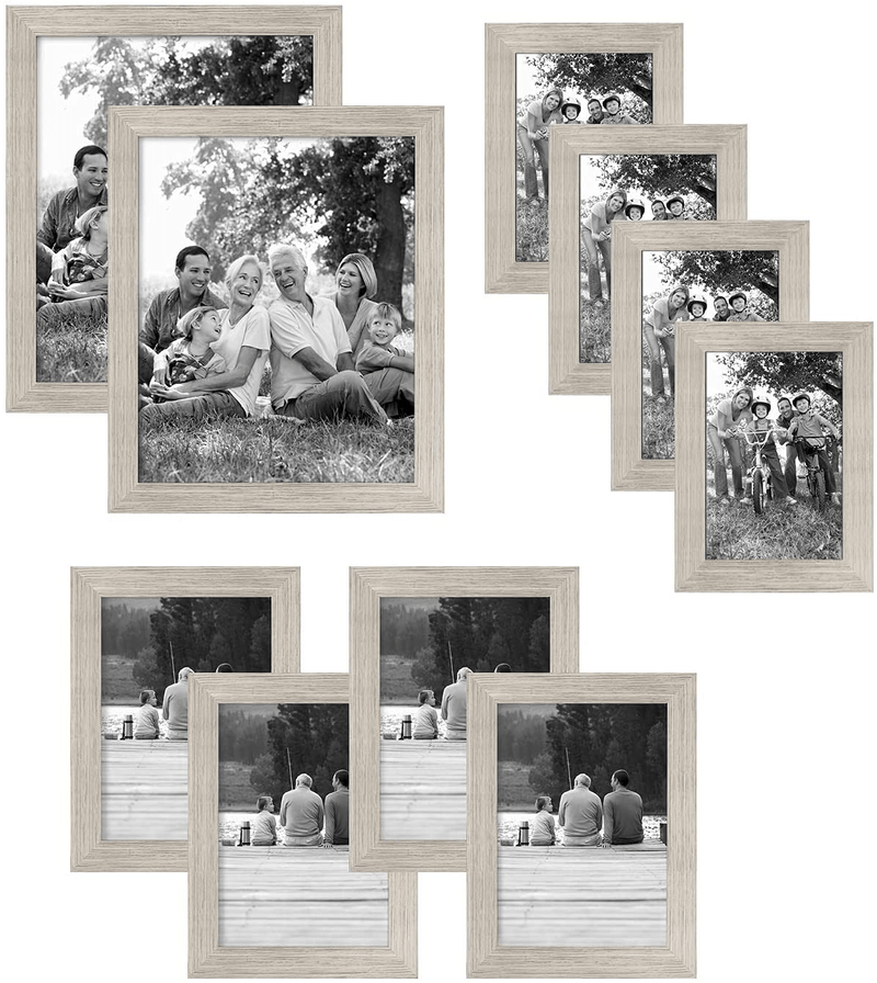 Americanflat 10-Piece Black Picture Frame Set | Includes Sizes 8x10, 5x7, and 4x6. Shatter-Resistant Glass. Hanging Hardware Included! Home & Garden > Decor > Picture Frames Americanflat Driftwood  