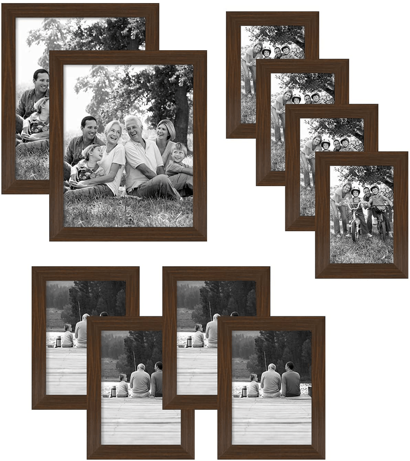 Americanflat 10-Piece Black Picture Frame Set | Includes Sizes 8x10, 5x7, and 4x6. Shatter-Resistant Glass. Hanging Hardware Included! Home & Garden > Decor > Picture Frames Americanflat Walnut  