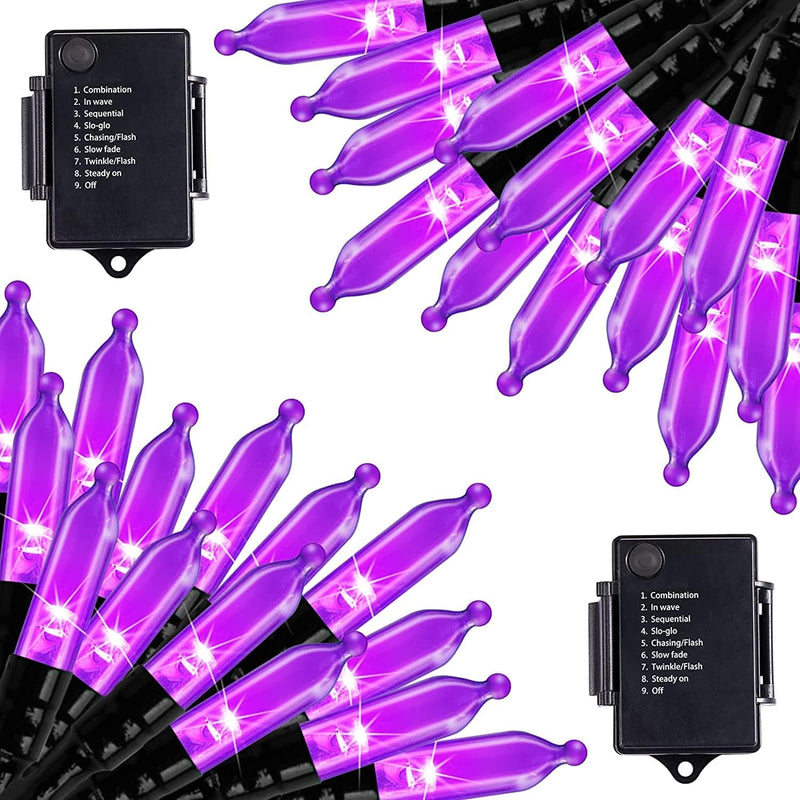 Battery Operated Christmas Lights 2 Pack 18 Feet 50 LED Clear Mini String Lights with 8 Modes Waterproof Tree Lights for Xmas Outdoor Indoor Holiday Party Garden Decor, Warm White Home & Garden > Lighting > Light Ropes & Strings Brightown Purple 50 LEDs x 2 Pack 