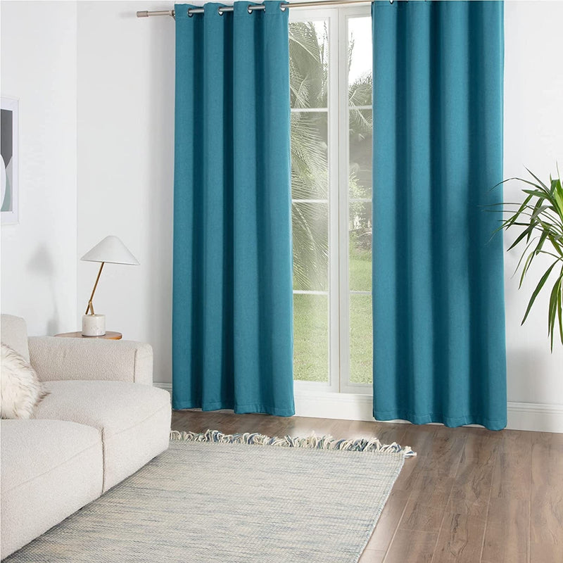 Bedsure 100% Blackout Curtains Linen Textured - Black Out Curtains 84 Inch Long 2 Panels - Thermal Curtains and Drapes for Bedroom and Living Room (52X84 Inch, Teal) Home & Garden > Decor > Window Treatments > Curtains & Drapes BEDSURE Teal 52x84 