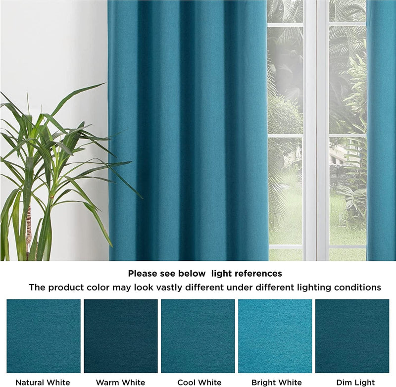 Bedsure 100% Blackout Curtains Linen Textured - Black Out Curtains 84 Inch Long 2 Panels - Thermal Curtains and Drapes for Bedroom and Living Room (52X84 Inch, Teal) Home & Garden > Decor > Window Treatments > Curtains & Drapes BEDSURE   