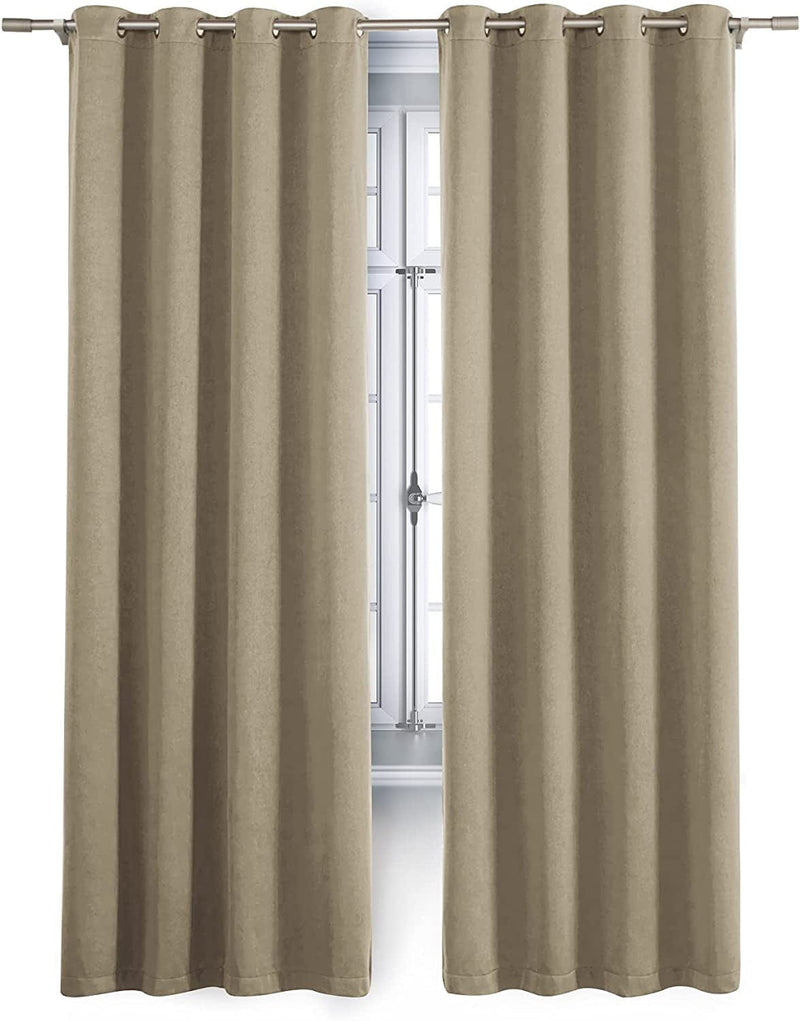 Bedsure 100% Blackout Curtains Linen Textured - Black Out Curtains 84 Inch Long 2 Panels - Thermal Curtains and Drapes for Bedroom and Living Room (52X84 Inch, Teal) Home & Garden > Decor > Window Treatments > Curtains & Drapes BEDSURE Natural 52x96 