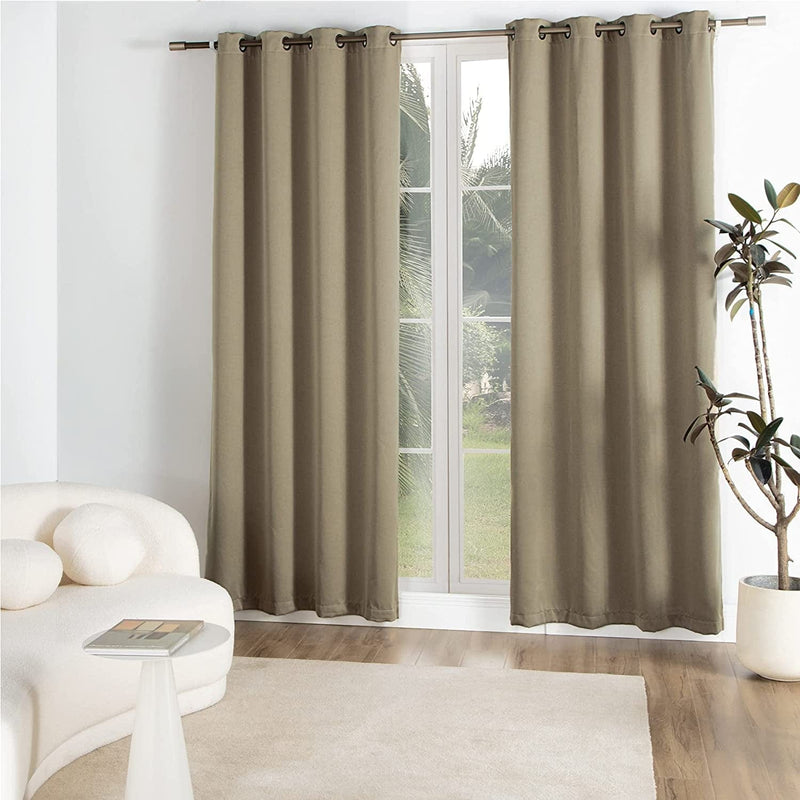 Bedsure 100% Blackout Curtains Linen Textured - Black Out Curtains 84 Inch Long 2 Panels - Thermal Curtains and Drapes for Bedroom and Living Room (52X84 Inch, Teal) Home & Garden > Decor > Window Treatments > Curtains & Drapes BEDSURE Natural 52x84 