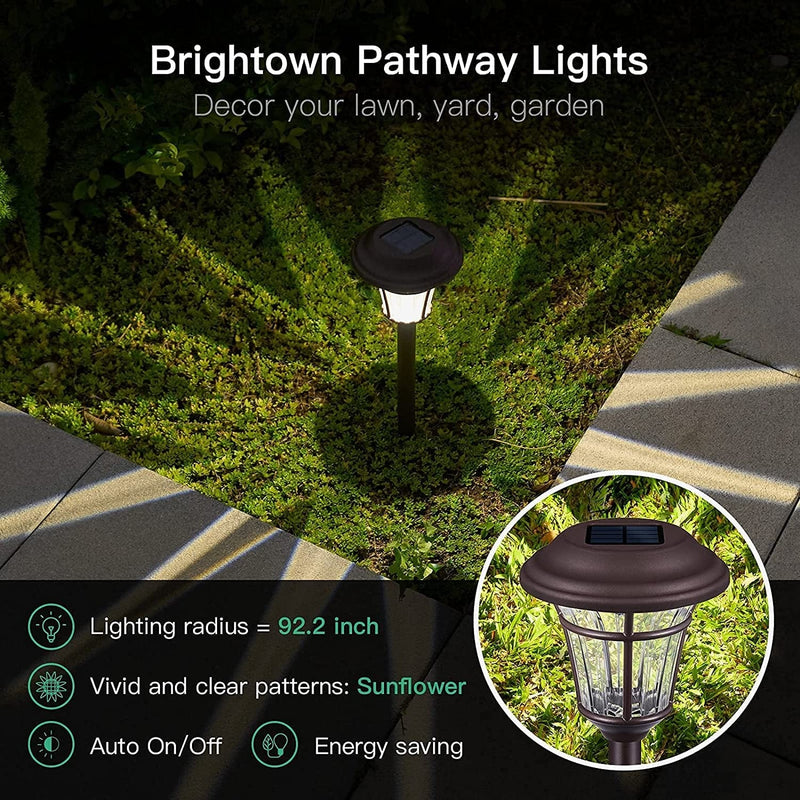 Brightown Solar Pathway Lights 6 Pack Brown Stake-6 Lumen Auto on off Solar Powered Rechargeable Battery Waterproof All Seasons Garden Landscape Lighting Lamp for Path Lawn Yard Patio Walkway Driveway Home & Garden > Lighting > Lamps Brightown   