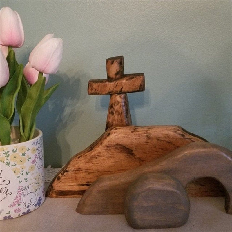 Clearance！Holloyiver Easter Resurrection Scene,Empty Tomb/Easter Nativity,Wooden Easter Creche Empty Tomb Resurrection Scene Christian Easter Decor,Easter Scene Set for Home Figurine Ornament Home & Garden > Decor > Seasonal & Holiday Decorations Holloyiver   