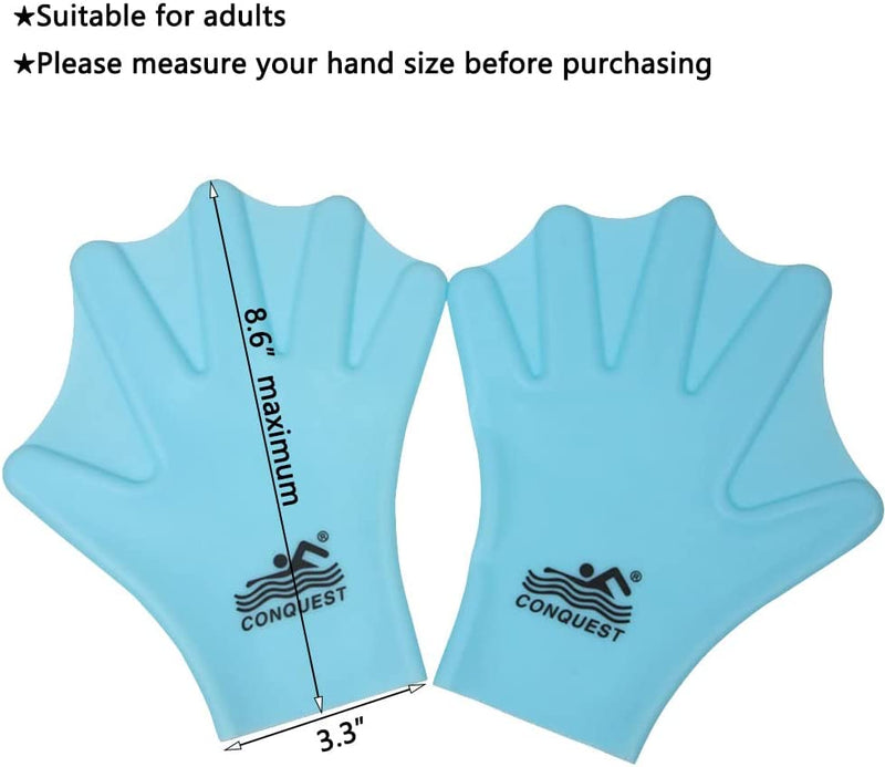 Silicone Webbed Swimming Gloves, Aqua Fit Swim Training Gloves Web Gloves Swimming, Closed Full Finger Webbed Water Gloves Unisex Adult,1 Pair Sporting Goods > Outdoor Recreation > Boating & Water Sports > Swimming > Swim Gloves OMELET   