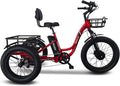 Emojo Electric Tricycle/Fat Tire Caddy Pro Trike, 500W 48V Hybrid Bicycle with Hydraulic Brake, Oversize Rear Cargo and Front Basket for Heavy-Duty Carrying or Delivery Sporting Goods > Outdoor Recreation > Cycling > Bicycles Zoom Sports Corp Caddy Pro-red  