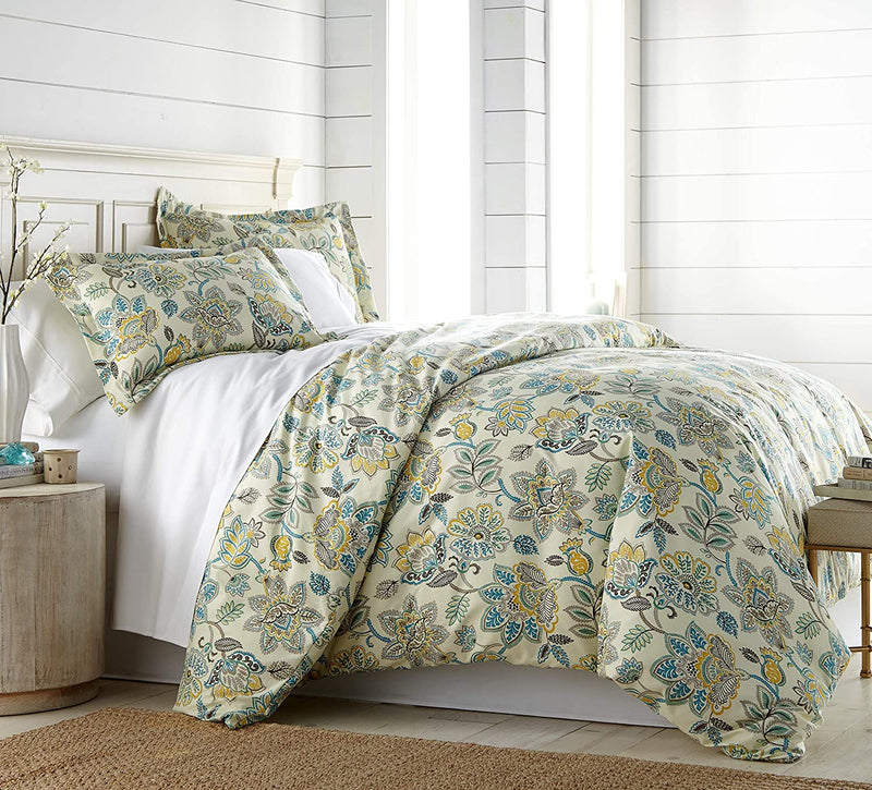 Southshore Fine Living, Inc. Oversized Comforter Bedding Set down Alternative All-Season Warmth, Soft Cozy Farmhouse Bedspread 3-Piece with Two Matching Shams, Infinity Blue, King / California King Home & Garden > Linens & Bedding > Bedding Southshore Fine Linens Wanderlust Cream Twin / Twin XL 