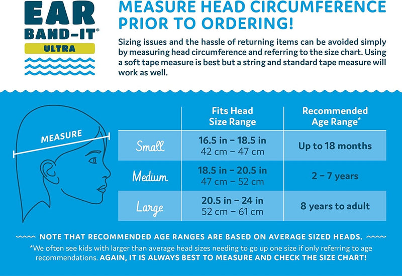 EAR BAND-IT Ultra Swimming Headband - Best Swimmer'S Headband - Keep Water Out, Hold Earplugs in - Doctor Recommended - Secure Ear Plugs - Invented by ENT Physician - Medium (See Size Chart) Sporting Goods > Outdoor Recreation > Boating & Water Sports > Swimming Ear Band-It   