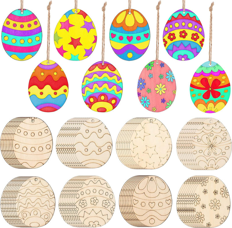 36 Pieces Summer Wood Hanging Ornaments Beach Wooden Slices with String Holiday Hawaiian Party Decorations Tropical Painted Themed Luau Party Supplies  Terrific-Young C-80Pcs Easter  