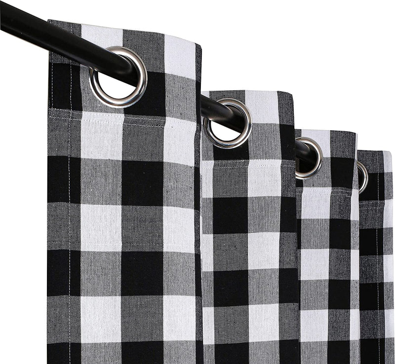 Farmhouse Curtain in Gingham Plaid Check Fabric 50X84 Black & White,Cotton Curtains, 2 Panels Curtain,Tab Top Curtains, Room Darkening Drapes, Curtains for Bedroom, Curtains for Living Room, Set of 2 Home & Garden > Decor > Window Treatments > Curtains & Drapes Bedding Craft Black/White 50x96 Grommet Panel 