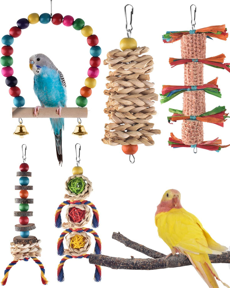 KATUMO Bird Toys, Bird Swing Parrot Wooden Perch Parakeet Chew Toys for Conure Canary Cockatiel Parrotlet Lovebird Small Birds Animals & Pet Supplies > Pet Supplies > Bird Supplies > Bird Toys KATUMO   