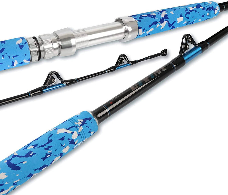Fiblink Fishing Trolling Rod 1 Piece Saltwater Offshore Heavy Roller Rod Big Name Conventional Boat Camo Fishing Pole (6'6",30-50Lb/50-80Lb/80-120Lb) Sporting Goods > Outdoor Recreation > Fishing > Fishing Rods Fiblink Straight Butt--6'6" 80-120lbs  