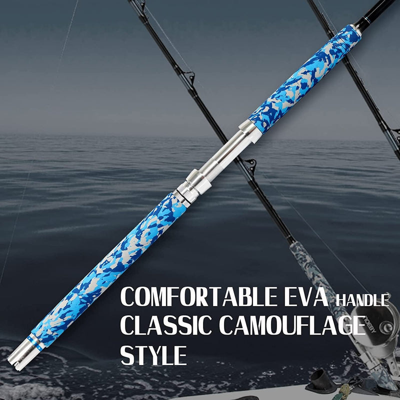 Fiblink Fishing Trolling Rod 1 Piece Saltwater Offshore Heavy Roller Rod Big Name Conventional Boat Camo Fishing Pole (6'6",30-50Lb/50-80Lb/80-120Lb) Sporting Goods > Outdoor Recreation > Fishing > Fishing Rods Fiblink   