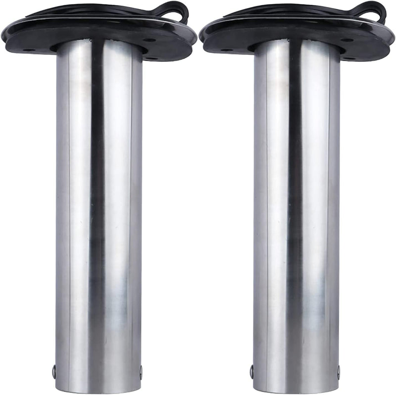 Hoffen 2Pcs Boat Stainless Steel Fishing Rod Holder Flush Mount 15/30/90 Degree with PVC Cap,Inner Tube and Gasket Sporting Goods > Outdoor Recreation > Fishing > Fishing Rods Hoffen 90 Degree  