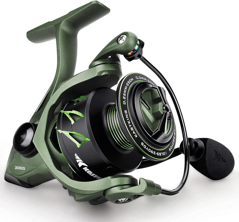 Kastking Spartacus II Fishing Reel - New Spinning Reel – Sealed Carbon Fiber 22Lbs Max Drag - 7+1 Stainless BB for Saltwater or Freshwater – Gladiator Inspired Design – Great Features - Stryker Green Sporting Goods > Outdoor Recreation > Fishing > Fishing Reels KastKing Stryker Green-size:5000  