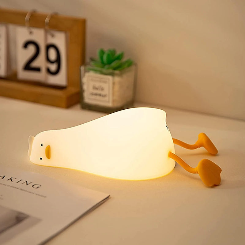 MUID Benson Lying Flat Duck Night Light, LED Squishy Duck Lamp, Cute Light up Duck, Silicone Dimmable Nursery Nightlight, Rechargeable Bedside Touch Lamp for Breastfeeding, Finn the Duck. Home & Garden > Lighting > Night Lights & Ambient Lighting Xiamen Fellroom Household Products Co., Ltd.   