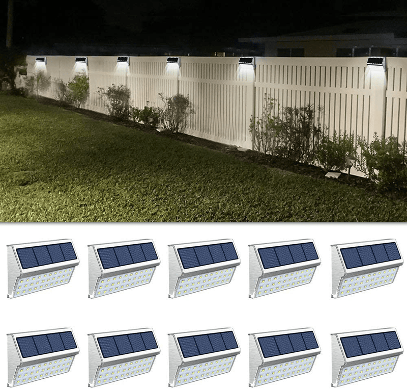 ROSHWEY Deck Lights Outdoor 30 LED Stainless Steel Fence Post Solar Lamps Waterproof Step Lighting for Walkway Stairs (Pack of 10, Cool White Light) Home & Garden > Lighting > Lamps ‎ROSHWEY Pack of 10, Cool White Light  