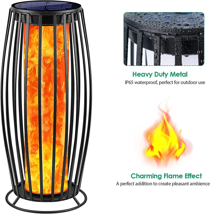 Tomcare Solar Lantern Flickering Flame Solar Lights Outdoor Decorative Large Metal Solar Powered & USB Charged Lanterns Floor Lamp Waterproof Solar Christmas Decorations Lighting for Patio Deck Porch Home & Garden > Lighting > Lamps TomCare   