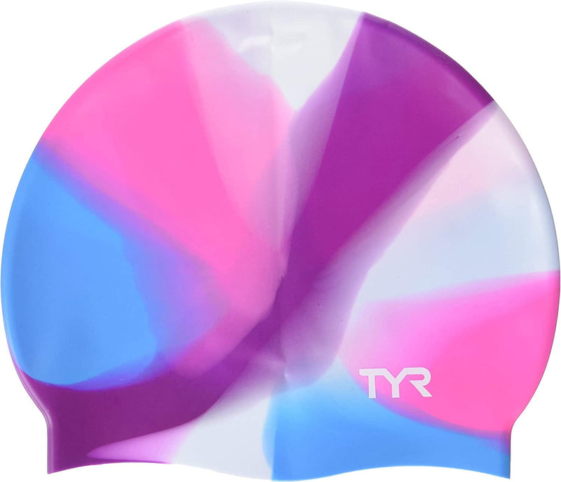 TYR Tie Dye Silicone Swim Cap Youth, Pink Purple Blue, NA Sporting Goods > Outdoor Recreation > Boating & Water Sports > Swimming > Swim Caps TYR   