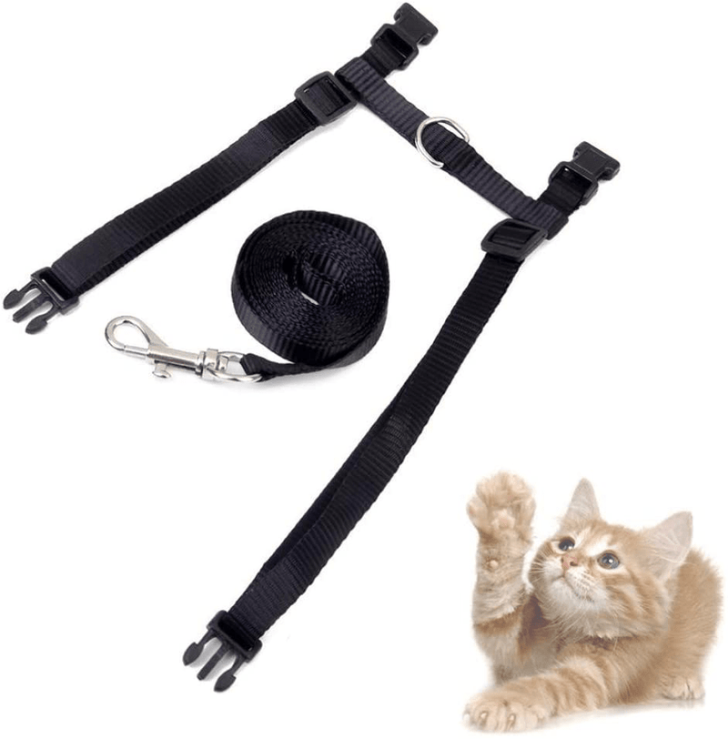 UEETEK Adjustable Pet Cat Kitten Belt Collar Harness Safety Strap with Leash Traction Rope (Black) Animals & Pet Supplies > Pet Supplies > Cat Supplies > Cat Apparel UEETEK   