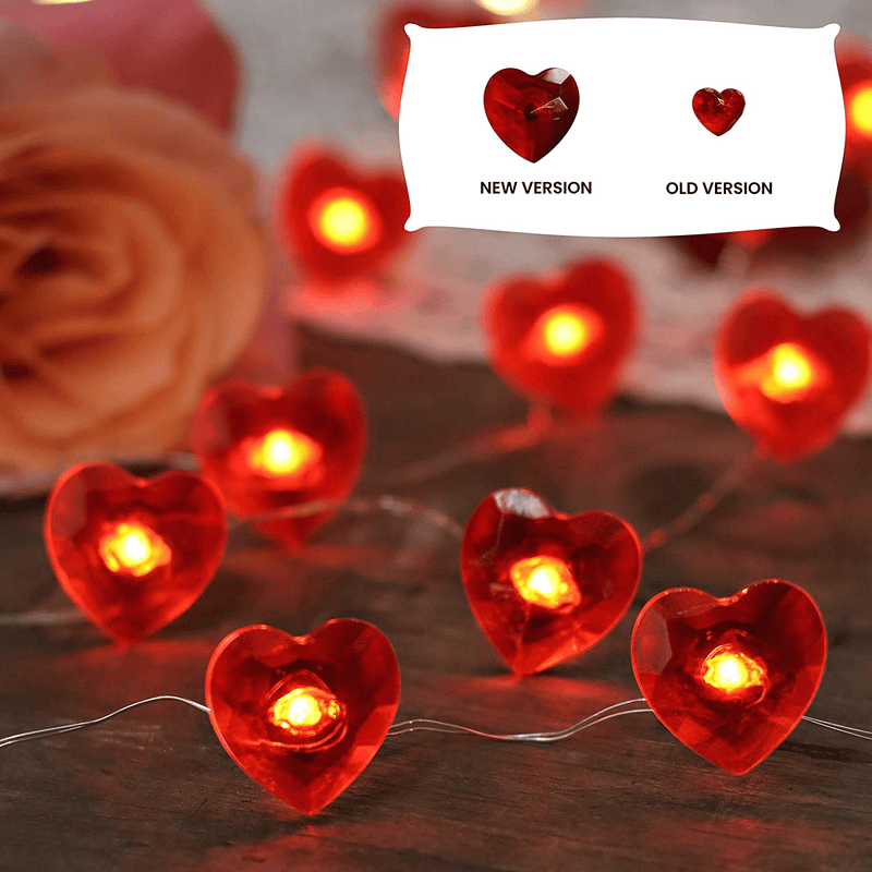 Valentines Day Decorative Lights Red Heart Fairy String Lights Twinkle String of Hearts, 10Ft 30Leds Battery Operated with Remote for Valentine’S Day Gift Wedding Décor Party Ornaments Home & Garden > Decor > Seasonal & Holiday Decorations JASHIKA   