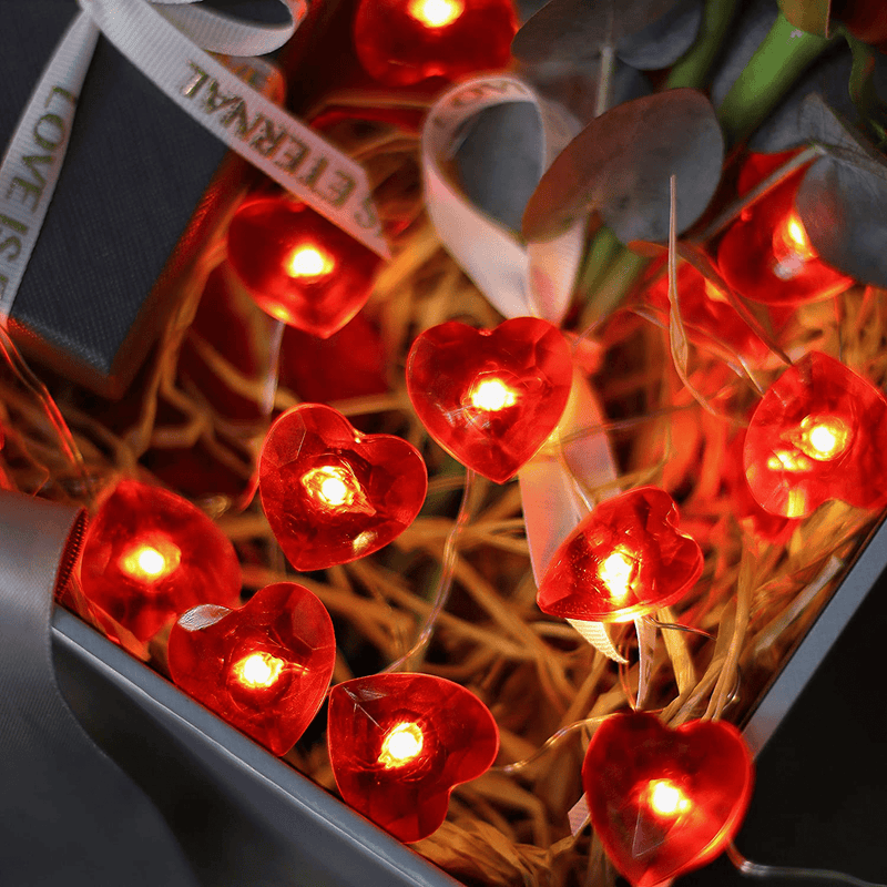 Valentines Day Decorative Lights Red Heart Fairy String Lights Twinkle String of Hearts, 10Ft 30Leds Battery Operated with Remote for Valentine’S Day Gift Wedding Décor Party Ornaments Home & Garden > Decor > Seasonal & Holiday Decorations JASHIKA   