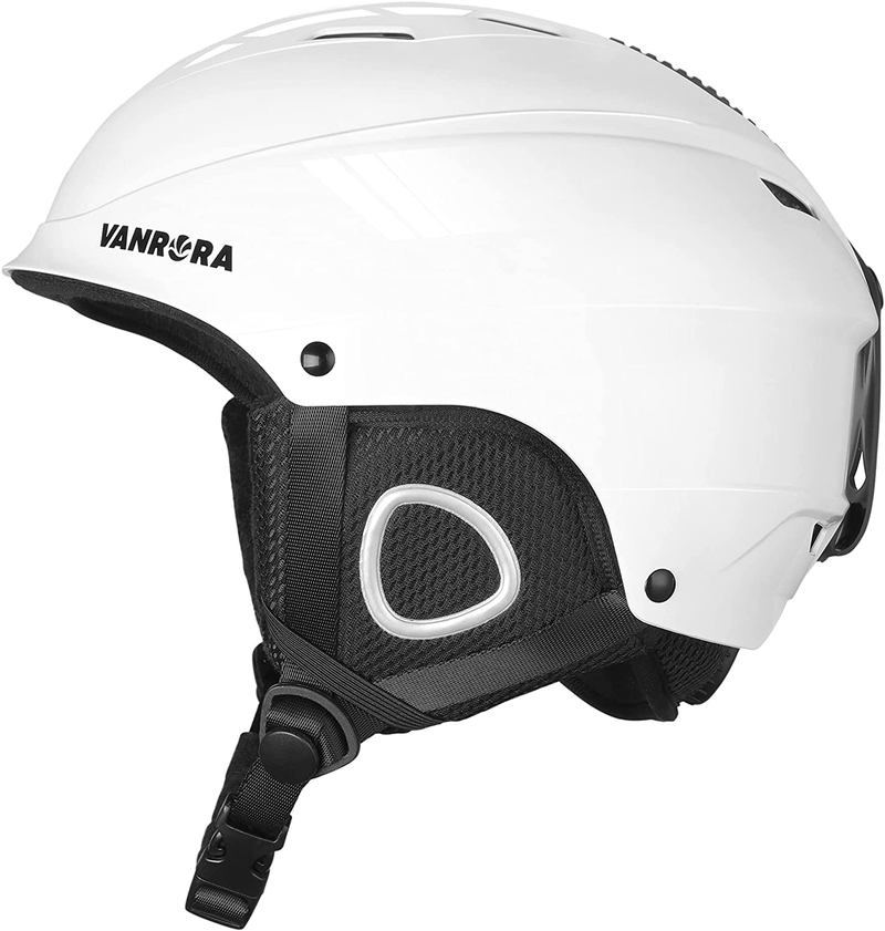 VANRORA Ski Helmet, Snowboard Helmet, Climate Control Venting, Dial Fit, Goggles Compatible, Removable Fleece Liner and Ear Pads, Safety-Certified Snow Helmet for Men & Women  VANRORA White L (23.2-24.0 inches) 