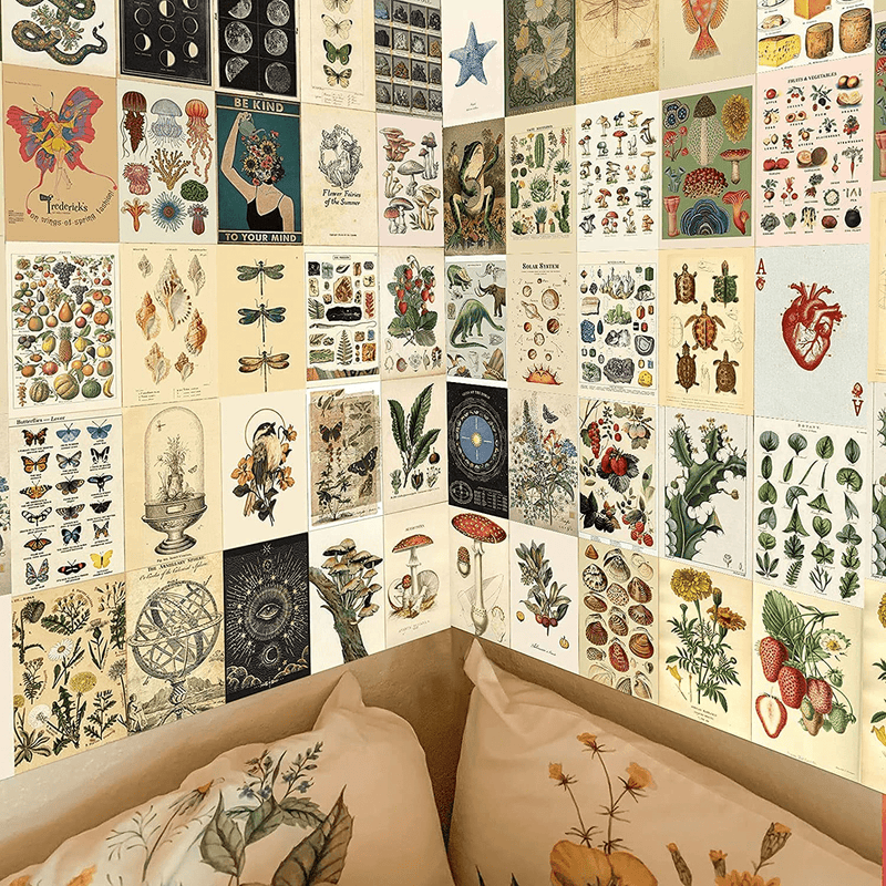 Vintage Wall Collage Kit Aesthetic Pictures Cottagecore Botanical Wall Posters for Room Decor Nature Illustration Boho Trendy Indie Wall Photo Prints for Girls Teens Bedroom School Dorm Wall Art 70PCS Home & Garden > Decor > Artwork > Posters, Prints, & Visual Artwork ERPIMA   