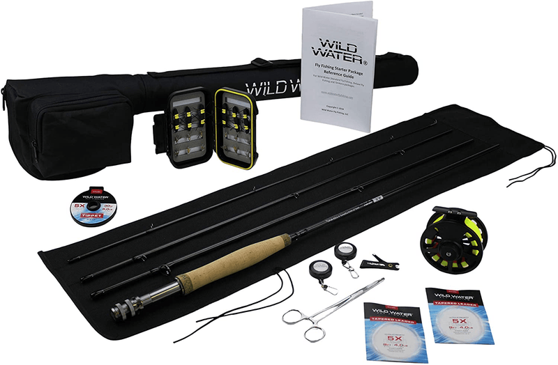 Wild Water Fly Fishing 9 Foot, 4-Piece, 5/6 Weight Fly Rod Deluxe Complete Fly Fishing Rod and Reel Combo Starter Package Sporting Goods > Outdoor Recreation > Fishing > Fishing Rods Wild Water Default Title  
