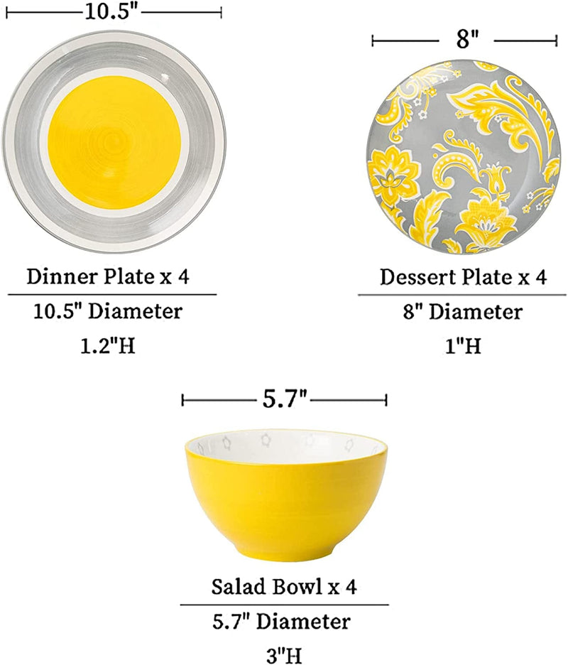 Wisenvoy Plates and Bowls Sets Dish Set Ceramic Dinnerware Sets Plate Set Porcelain Dishes Set for 4 Dinner Plates Home & Garden > Kitchen & Dining > Tableware > Dinnerware Wisenvoy   