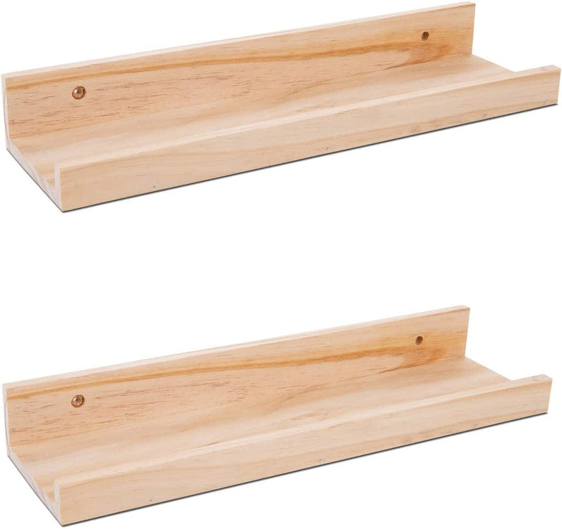 Wood Floating Shelves for Wall 36 Inches Long Wood Photo Picture Ledge Shelf with Lip Kids Bookshelf and Wood Wall Shelves for Nursery Decor a Set of 2 Furniture > Shelving > Wall Shelves & Ledges AZSKY 16in set 2  
