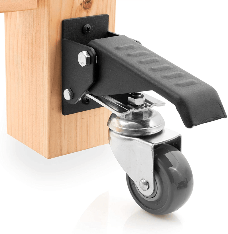 Workbench Caster kit 4 Heavy Duty Retractable Casters with Urethane Wheels Designed to Lift & Lower Workbenches Machinery & Tables 840 lb Total Weight Capacity  Peachtree Woodworking Supply Default Title  