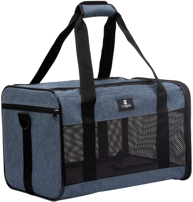X-ZONE PET Cat Carrier Dog Carrier Pet Carrier for Small Medium Cats Dogs Puppies of 15 Lbs,Airline Approved Soft Sided Pet Travel Carrier,Dog Carriers for Small Dogs - Black Grey Purple Blue Brown Animals & Pet Supplies > Pet Supplies > Reptile & Amphibian Supplies > Reptile & Amphibian Habitat Accessories X-ZONE PET blue Medium (Pack of 1) 