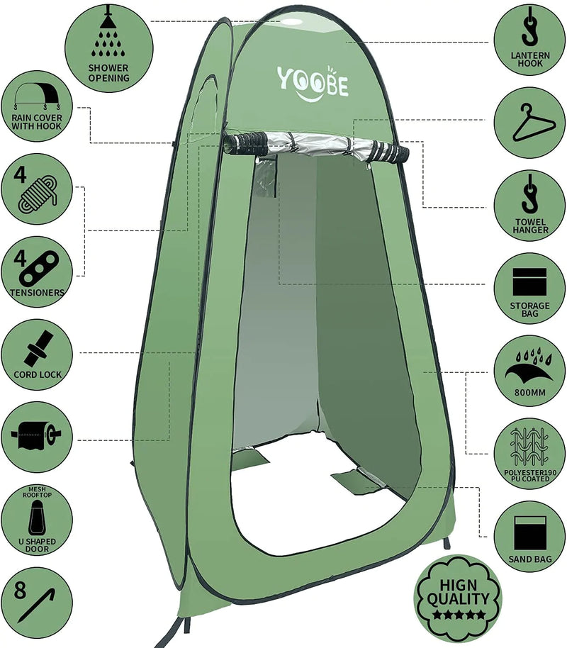 YOOBE Outdoor Camping Field Tent-Portable Privacy Shower Tent and Outdoor Toilet Super High and Spacious Pop-Up Changing Tent Sporting Goods > Outdoor Recreation > Camping & Hiking > Portable Toilets & Showers YOOBE   